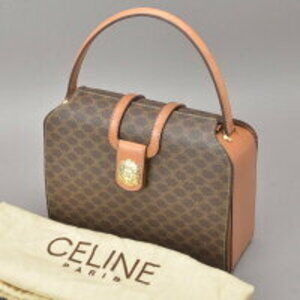 Celine Macadam handbag brown leather top handles all over standing bag db